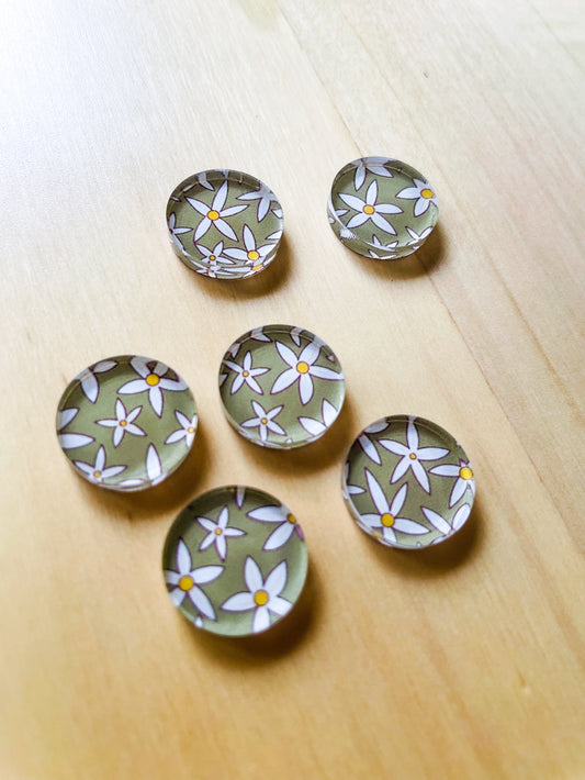 UV printed clear acrylic earring studs - 1.5cm circle, Australiana - jewellery making