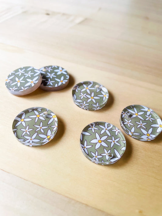 UV printed clear acrylic earring blanks - 2cm circle, Australiana - jewellery making