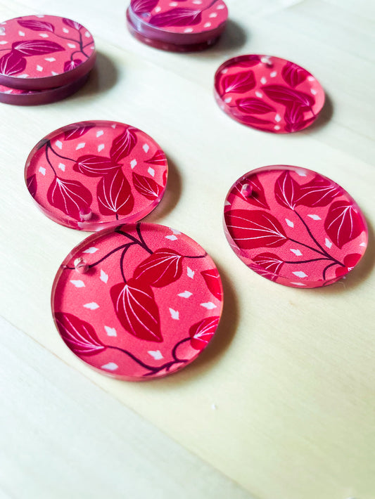 UV printed clear acrylic earring blanks - 3cm circle, Australiana - jewellery making