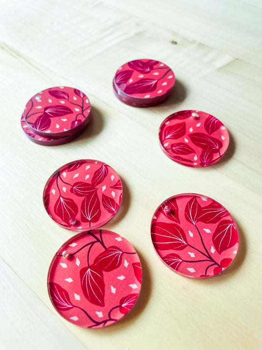 3cm Circle -  Clear Acrylic - 1 Hole -  Australiana - 65