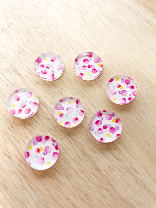 UV printed clear acrylic earring studs - 1.5cm circle, Watercolour - jewellery making