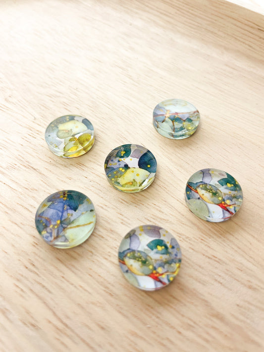 UV printed clear acrylic earring studs - 1.5cm circle, Australian Native - jewellery making