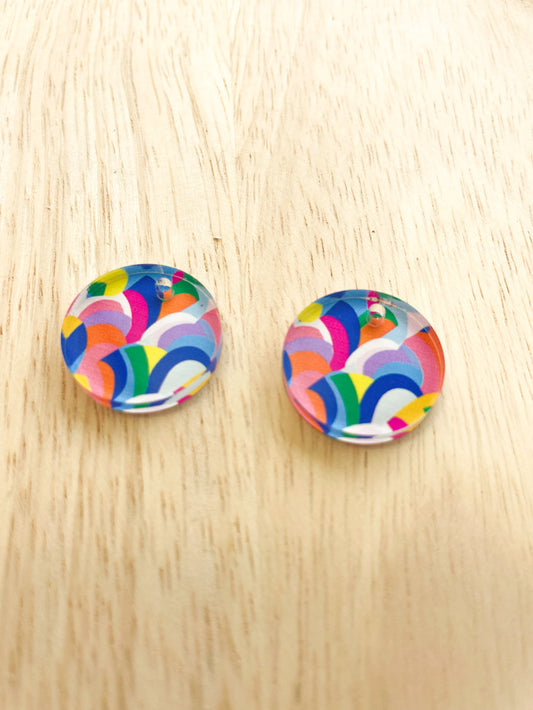 UV printed clear acrylic earring blanks - 2cm circle, Abstract Art - jewellery making