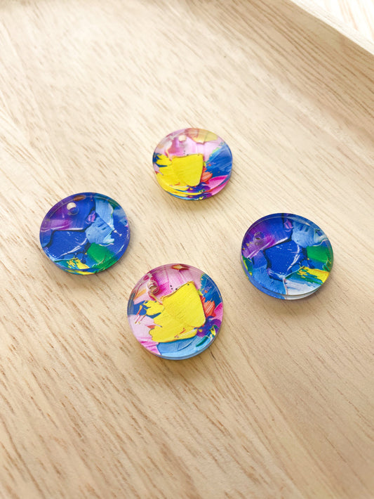 UV printed clear acrylic earring blanks - 2cm circle, Paint - jewellery making