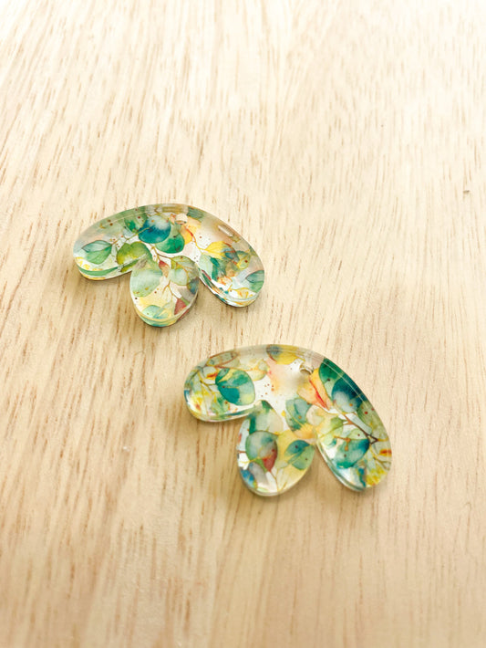 Half Flower - 3 x 2.1cm - Clear Acrylic - 1 Hole -  Australian Native - 19