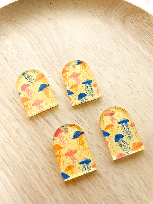 UV printed clear acrylic earring blanks - 2x3cm arch, Tropical - jewellery making