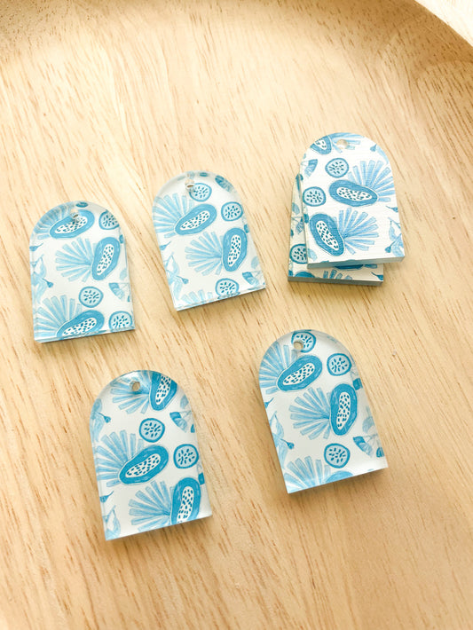 UV printed clear acrylic earring blanks - 2x3cm arch, Australian Native - jewellery making
