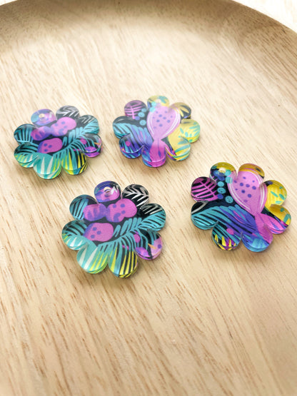 Flower - 3x3cm - 1 Hole - Clear Acrylic - Summer Nights - 25