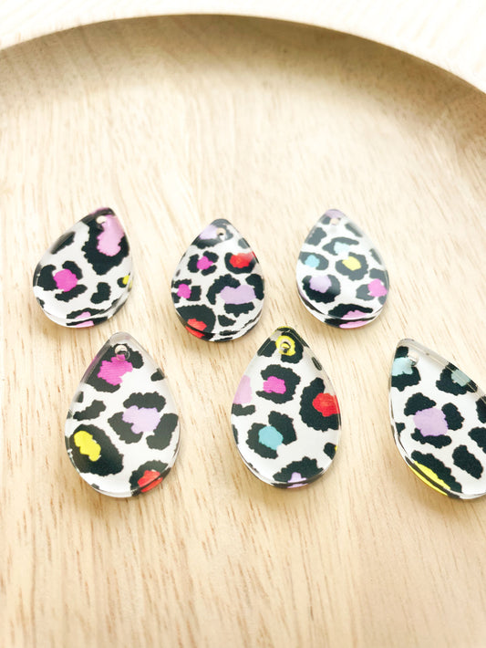 UV printed clear acrylic earring blanks - teardrop 2 3x2cm, Abstract Art - jewellery making