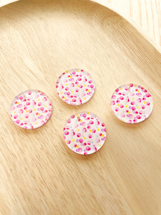 UV printed clear acrylic earring blanks - 3cm circle, Watercolour - jewellery making