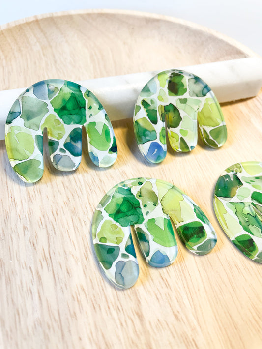 UV printed clear acrylic earring blanks - boho shape 4x3.6cm, Terrazzo - jewellery making