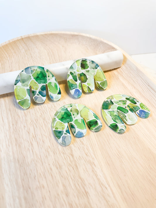Clear Acrylic - Boho Shape -  4x3.6cm - 1 Hole - Terrazzo - 52