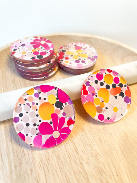 Clear Acrylic - 4cm Circle - 1 Hole - Summer - 27