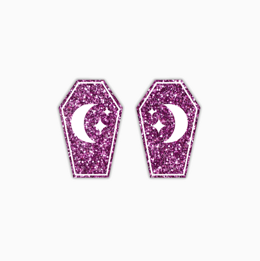 Starry Night Coffin, Halloween Acrylic Shape - earring findings for jewellery making