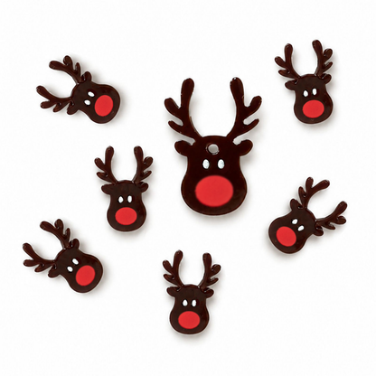 Rudolph The Red Nose Reindeer - 25mm dangles or Studs - Christmas Acrylic Shape - 1 pair