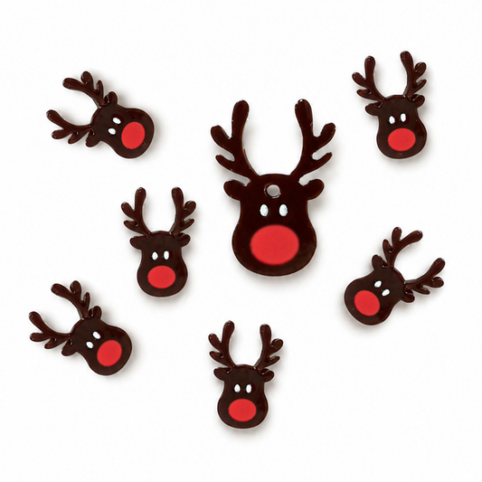 Rudolph The Red Nose Reindeer - 25mm dangles or Studs - Christmas Acrylic Shape - 1 pair