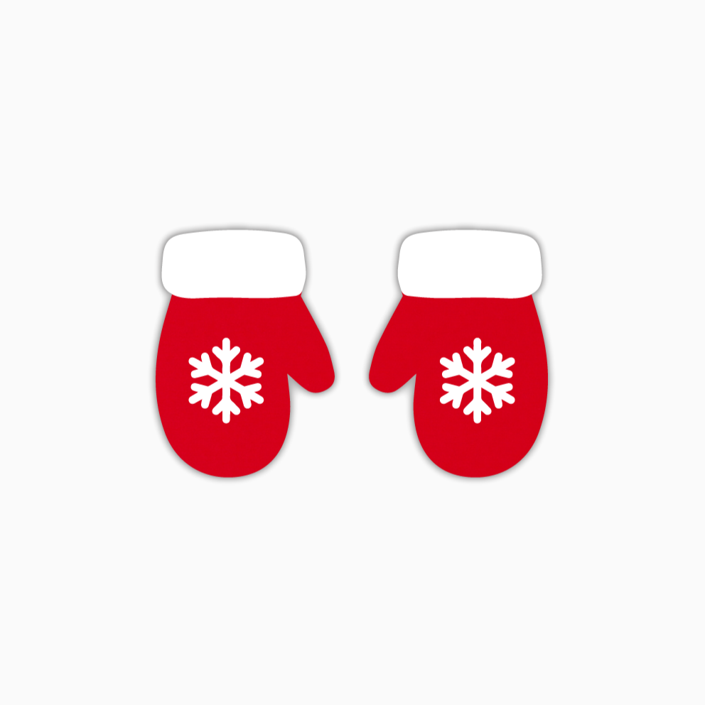 Santa's Mits, Christmas Acrylic Shape - earring findings for jewellery making