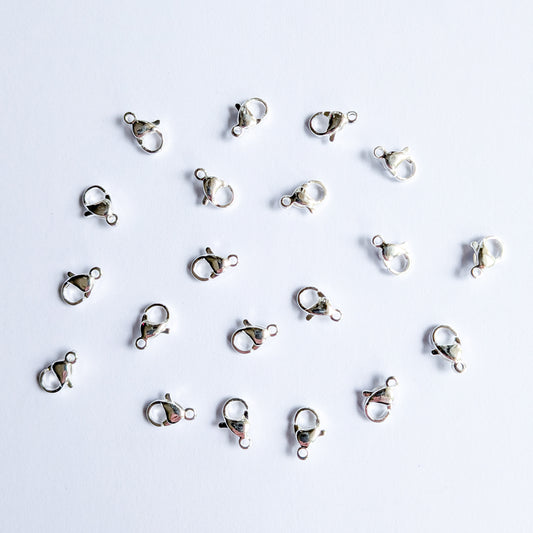 10mm Silver Stainless Steel Lobster Clasps (304) - 20 Pieces