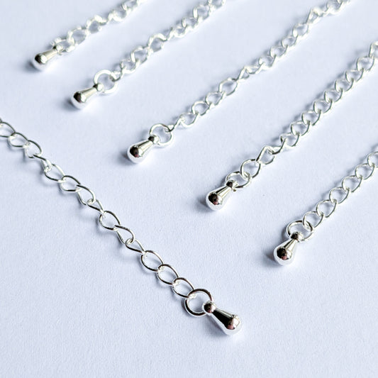 5cm Silver Stainless Steel Chain Extenders (304) - 6 Pieces