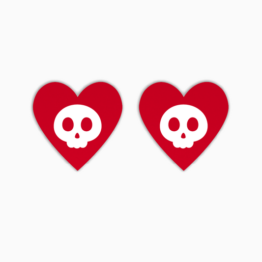Heart With Skull Engraving, Halloween Acrylic Shape - earring findings for jewellery making