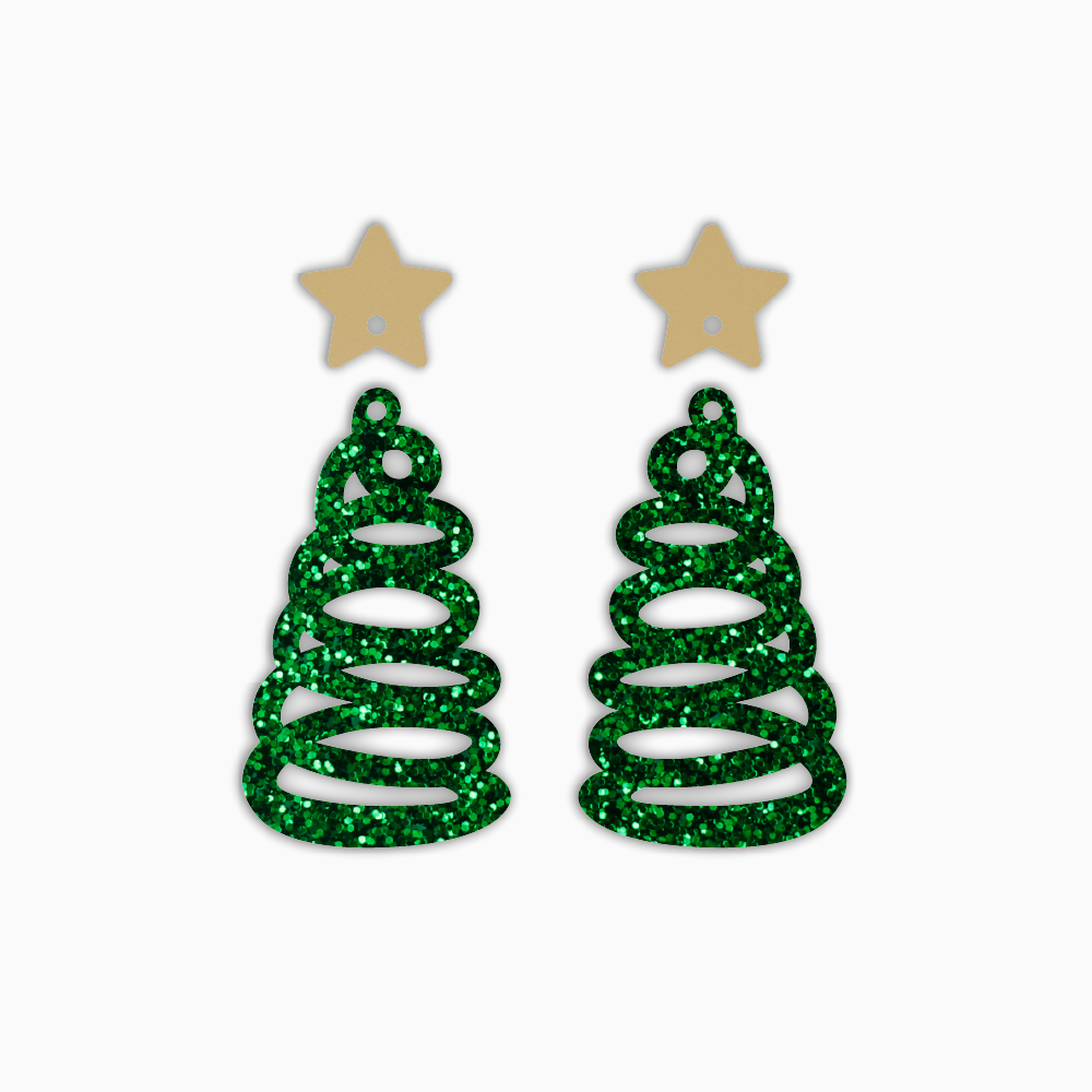 Squiggly Tree, Christmas Acrylic Shape - earring findings for jewellery making