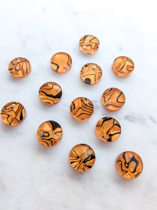 12.5mm or 15mm Tiger's Eye Circle Toppers/Studs- Various Pack Sizes