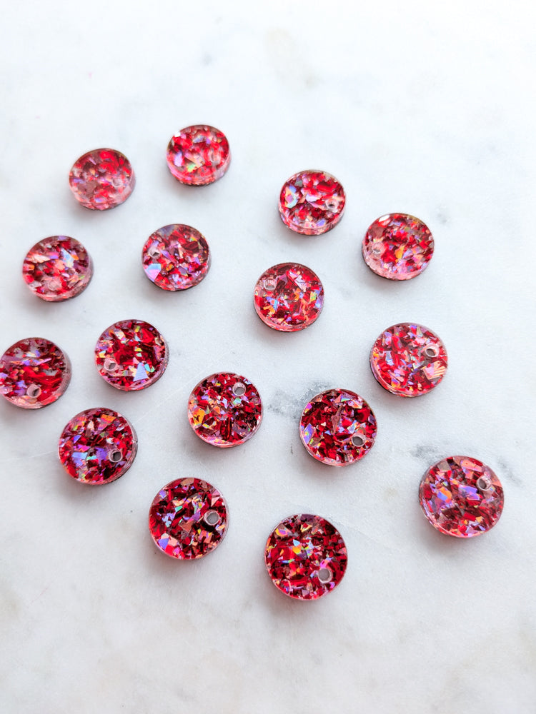 12.5mm or 15mm Valentine's Crystal Circle Toppers/Studs- Various Pack Sizes