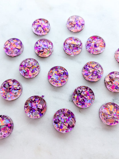12.5mm or 15mm Pink Silver Crystal Circle Toppers/Studs- Various Pack Sizes
