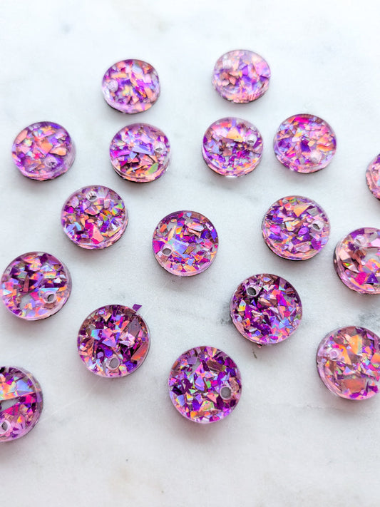 12.5mm or 15mm Pink Silver Crystal Circle Toppers/Studs- Various Pack Sizes