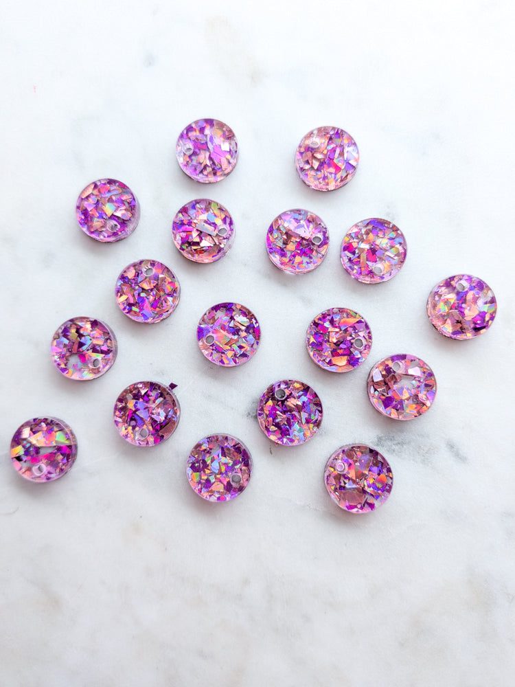 12.5mm or 15mm Pink Silver Crystal Circle Toppers/Studs- Various Pack Sizes
