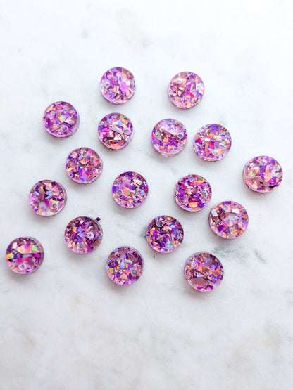 12.5mm or 15mm Pink Silver Crystal Circle Toppers/Studs- Various Pack Sizes