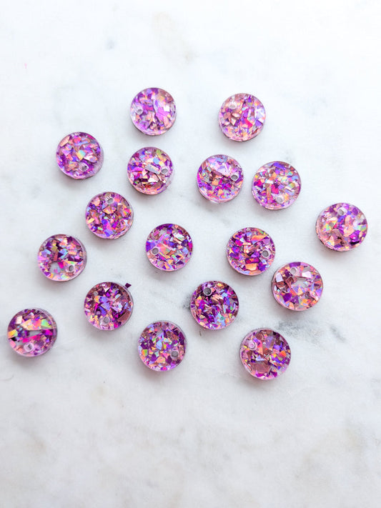 12.5mm or 15mm Pink Silver Crystal Circle Toppers/Studs- Various Pack Sizes