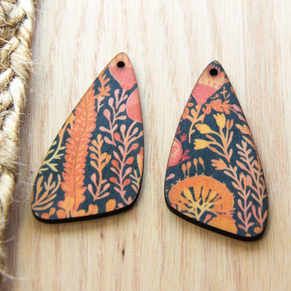 UV printed wood earring blanks - irregular shape natural look, Australiana - jewellery making