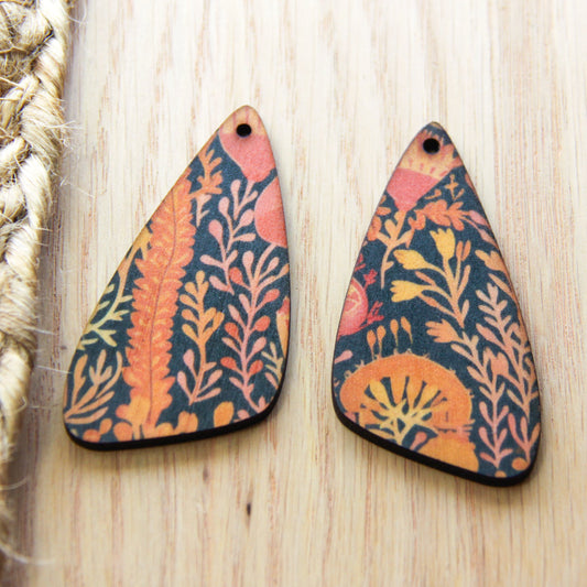 UV printed wood earring blanks - irregular shape natural look, Australiana - jewellery making