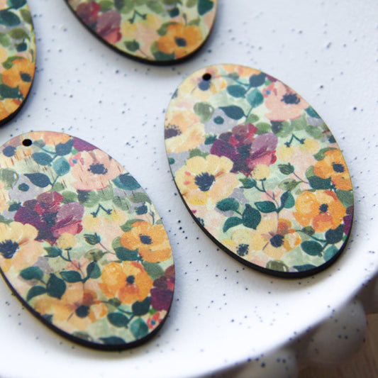 Oval Shape - Natural Look Print in Floral Garden - 51