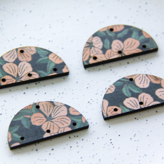 UV printed wood earring blanks - 4cm semi circle transparent print, Australiana - jewellery making