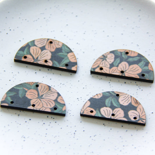Wood - 4cm Semi Circle - 4 Hole - Transparent print - Australiana - 75