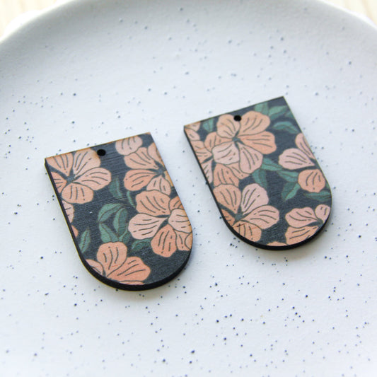 UV printed wood earring blanks - arch shape natural look, Australiana - jewellery making
