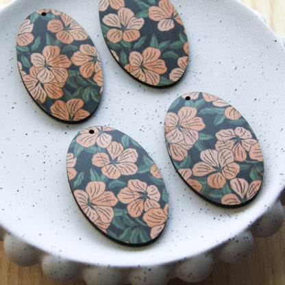 UV printed wood earring blanks - oval shape transparent print, Australiana - jewellery making