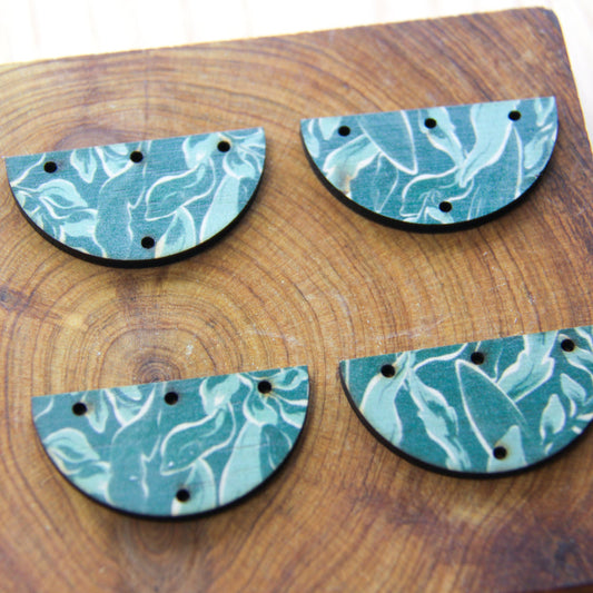 UV printed wood earring blanks - 4cm semi circle transparent print, Australiana - jewellery making