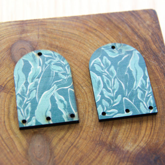 UV printed wood earring blanks - arch shape transparent print, Australiana - jewellery making