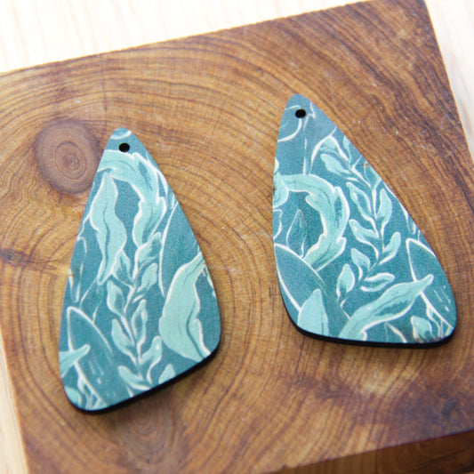 UV printed wood earring blanks - irregular shape transparent print, Australiana - jewellery making