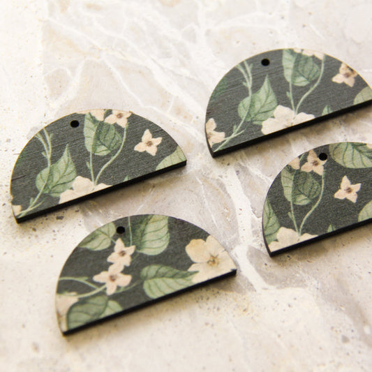 UV printed wood earring blanks - 4cm semi circle transparent print, Australiana - jewellery making