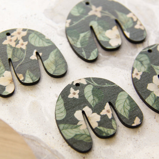 UV printed wood earring blanks - boho shape natural look, Australiana - jewellery making