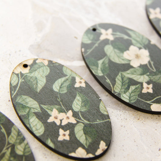 UV printed wood earring blanks - oval shape transparent print, Australiana - jewellery making