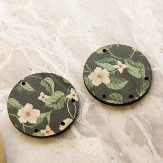 Wood - 4cm Circle - 4 Hole - Transparent print - Australiana - 83