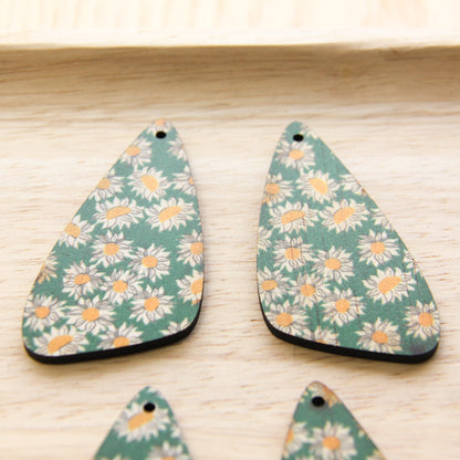 UV printed wood earring blanks - irregular shape natural look, Sunflower - jewellery making