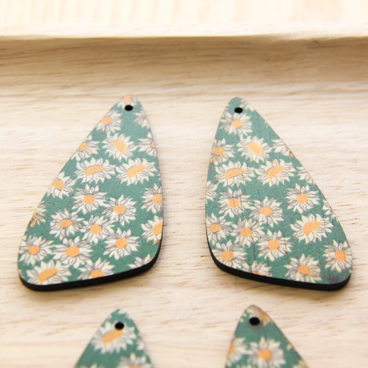 UV printed wood earring blanks - irregular shape natural look, Sunflower - jewellery making