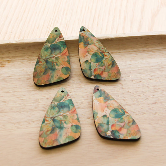 UV printed wood earring blanks - irregular shape natural look, Australian Native - jewellery making