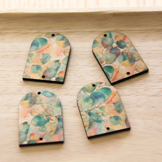 Wood - Arch Shape - 2 Holes -  Transparent print - Australian Native - 19